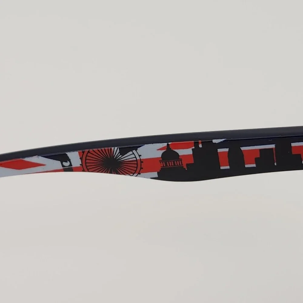 Quiksilver Round Flat Lens Sunglasses British Flag Brown Frame Orange Mirror Q25